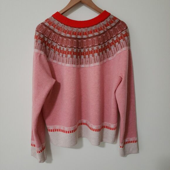 Madewell Fair Isle Mayer Pullover Sweater in Heather Blossom Pink Wool-Blend 2XL - Picture 3 of 9